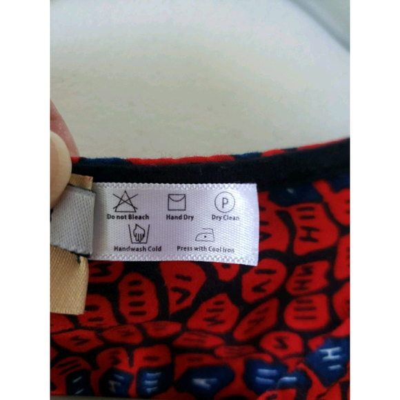 Grass Fields The African Shop Print Dress Women 8 Red Blue Short Sleeve Pockets - Picture 9 of 9